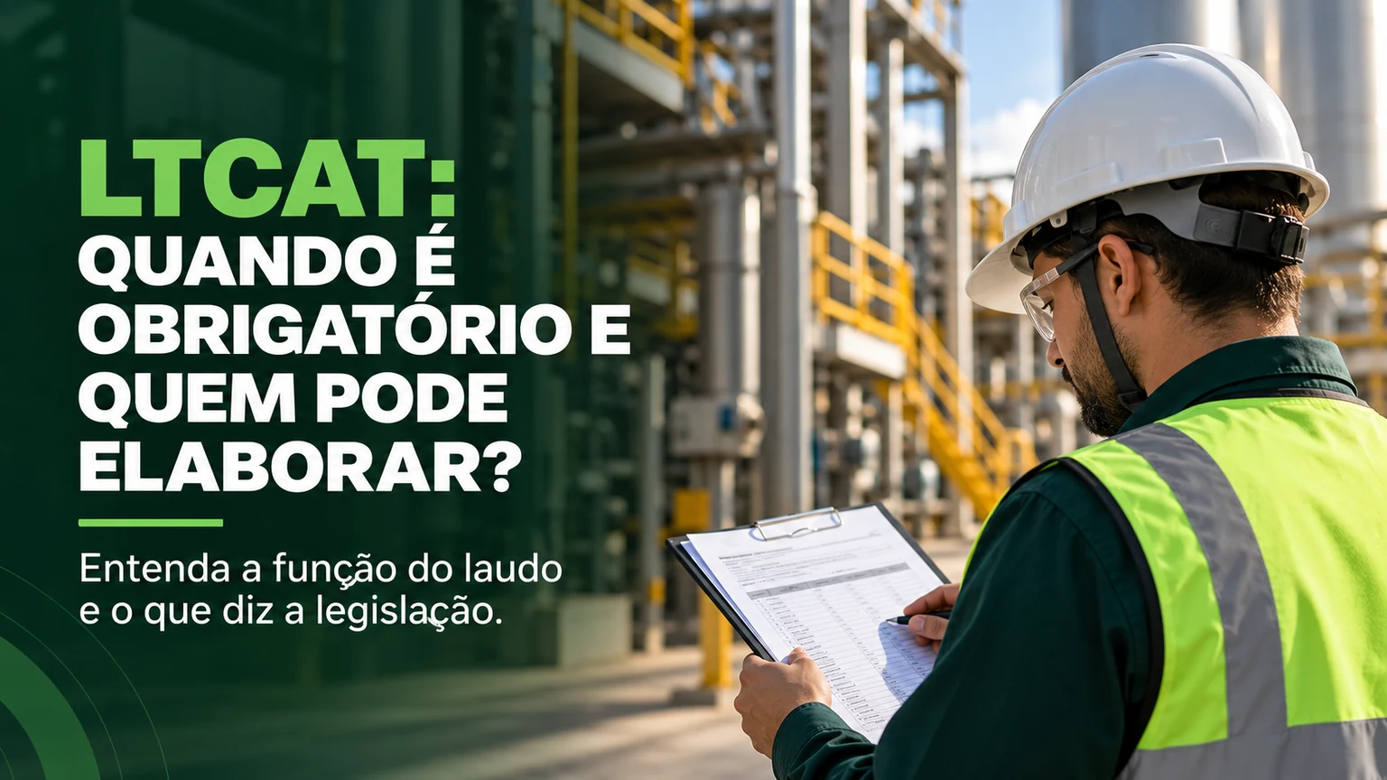 LTCAT: quando é obrigatório e quem pode elaborar — profissional avaliando condições ambientais de trabalho.
